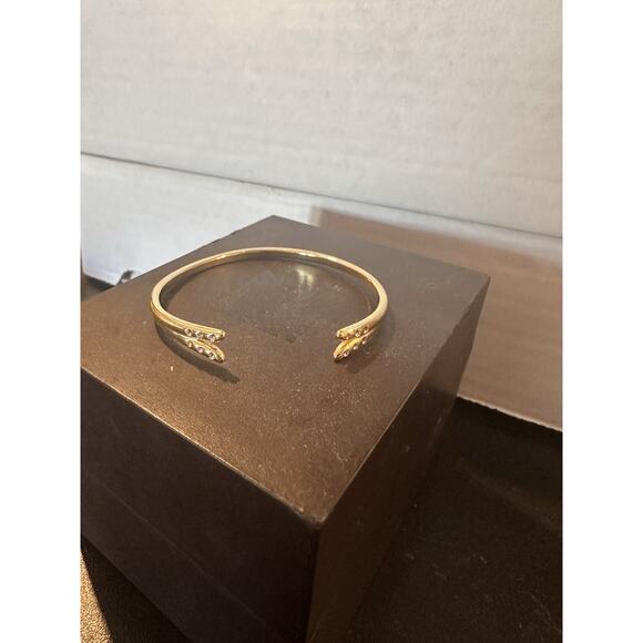 Elegant Michelle Campbell 14k Gold Plated Cuff Bracelet with White Pavé Stones - Picture 1 of 6